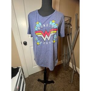 Wonder Woman Graphic T‎ Shirt Womens Blue Stars Logo Tee